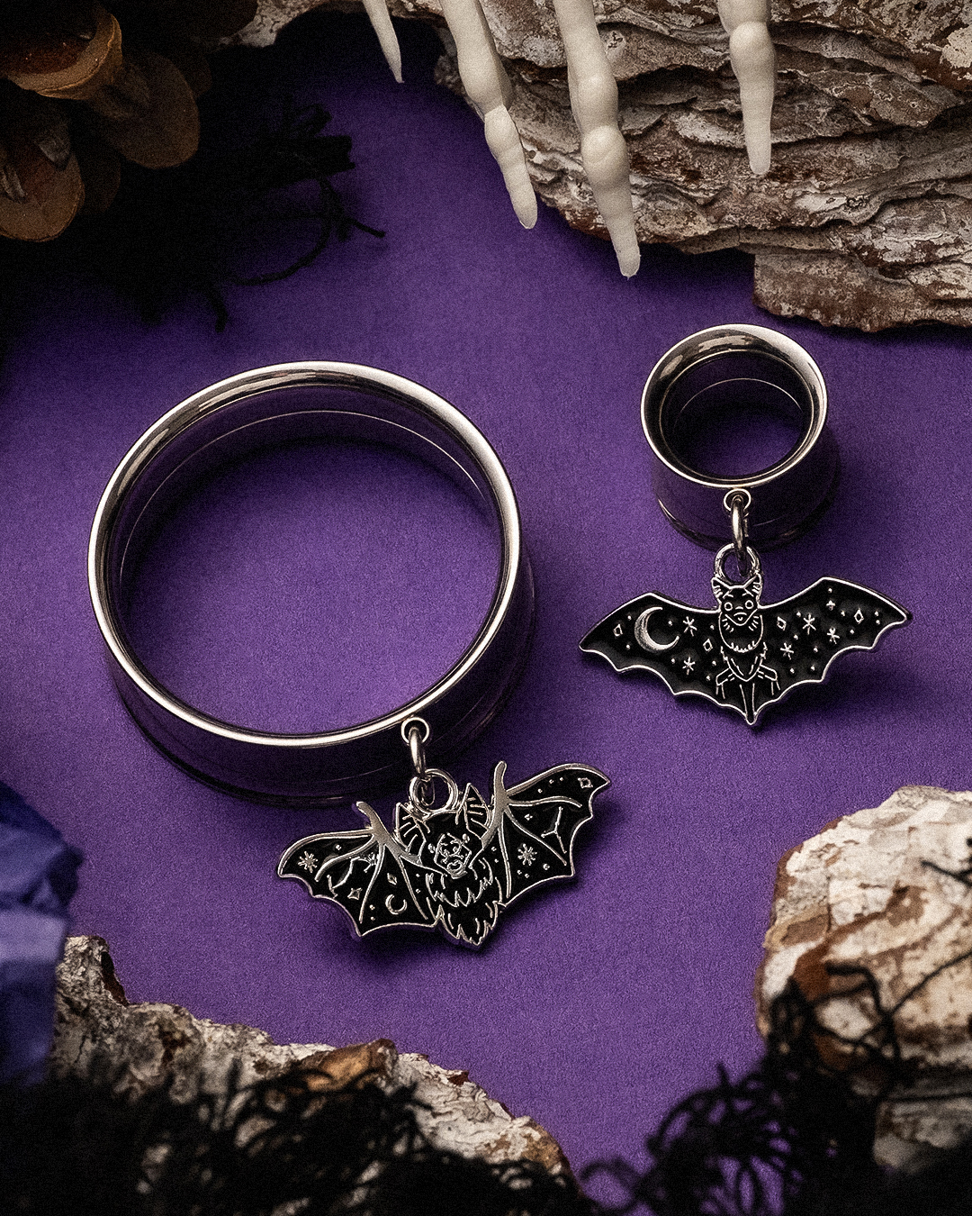  Vampire Bat Double Flared Tunnel Dangle / Plug / Gauge