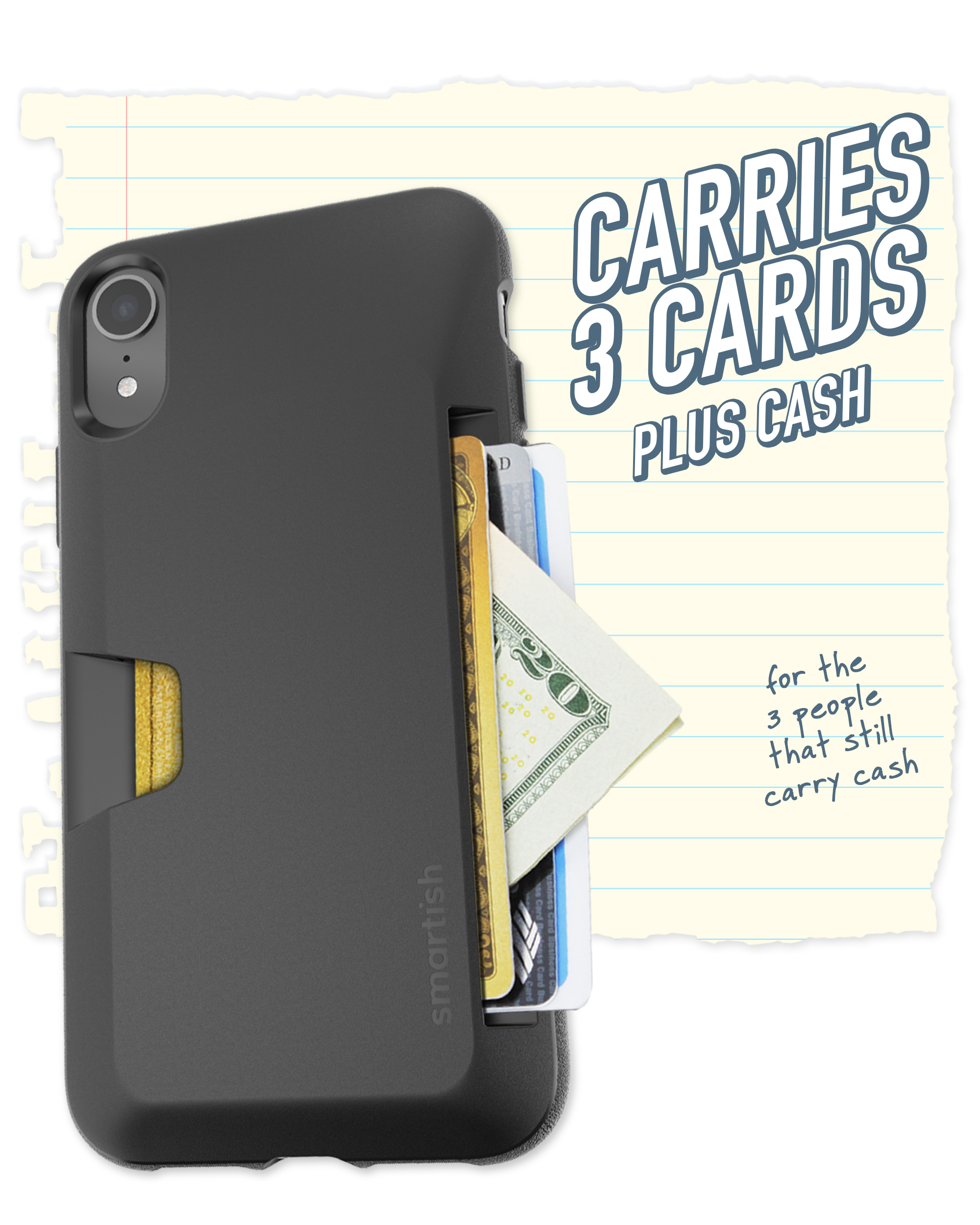 Gorilla Tech 2-in-1 Detachable Wallet Case iPhone XR Flip Cover Black