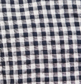 Navy gingham puff sleeve shirt