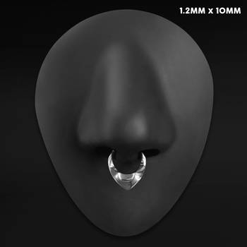 Silver, Septum, Hammered Teardrop, ASTM F136 Titanium, Segment Clicker, 1.2mm