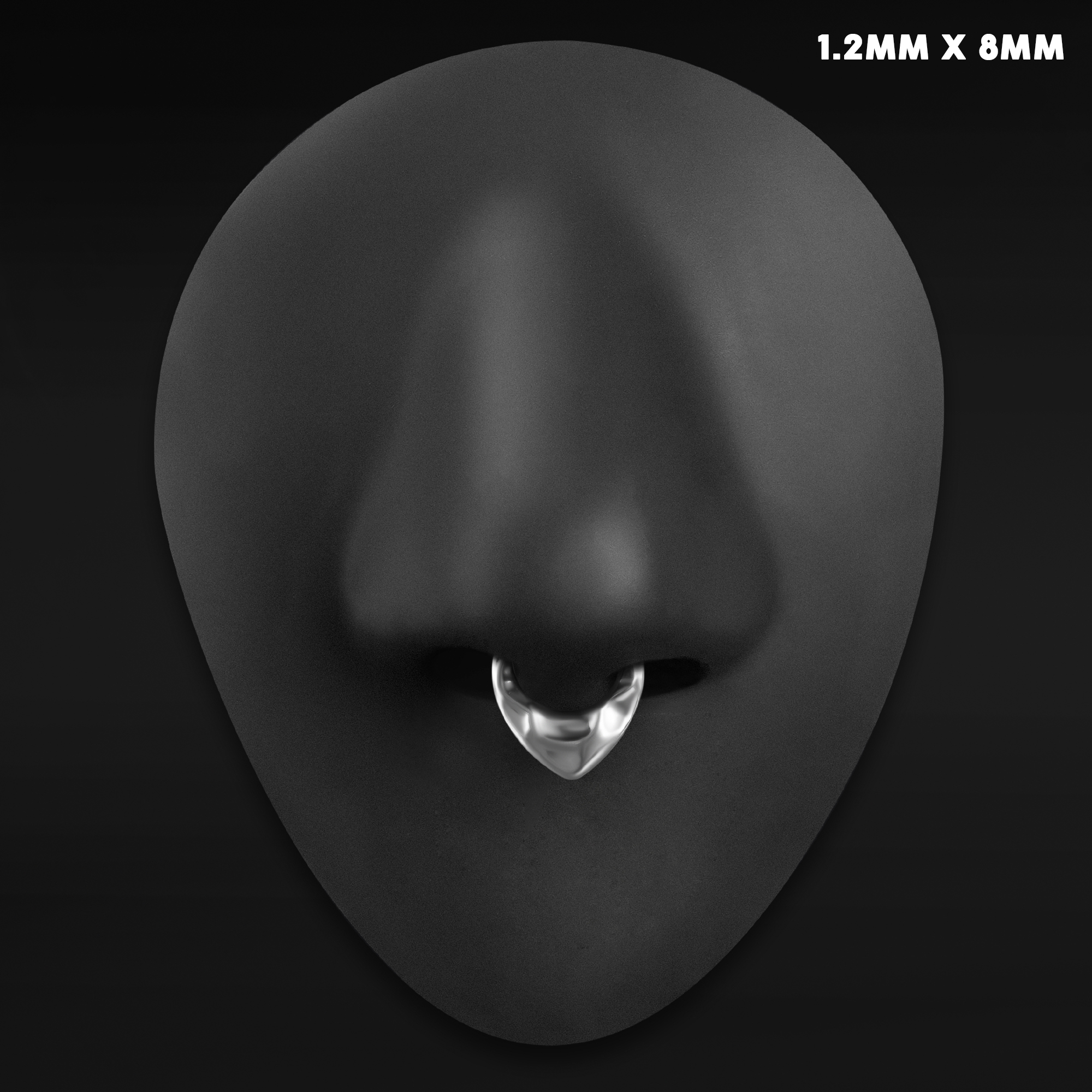  Silver, Septum, Hammered Teardrop, ASTM F136 Titanium, Segment Clicker, 1.2mm