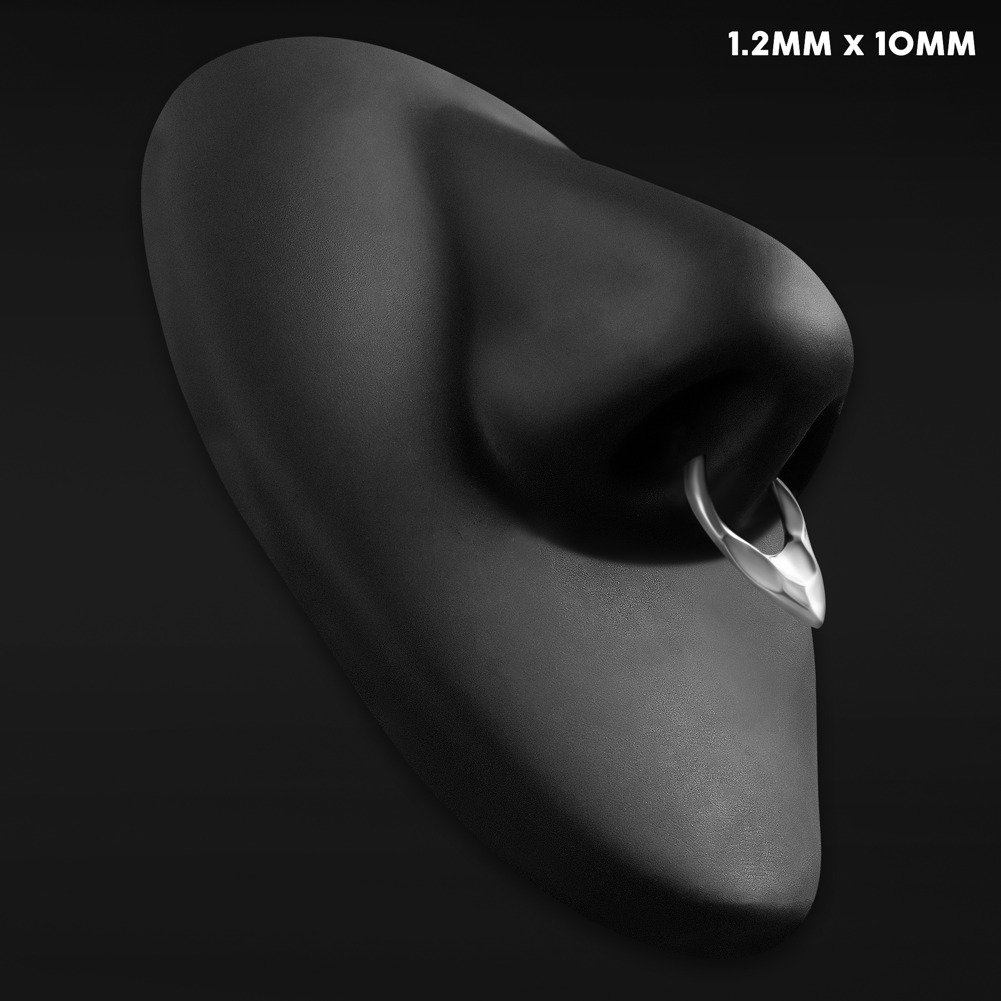  Silver, Septum, Hammered Teardrop, ASTM F136 Titanium, Segment Clicker, 1.2mm