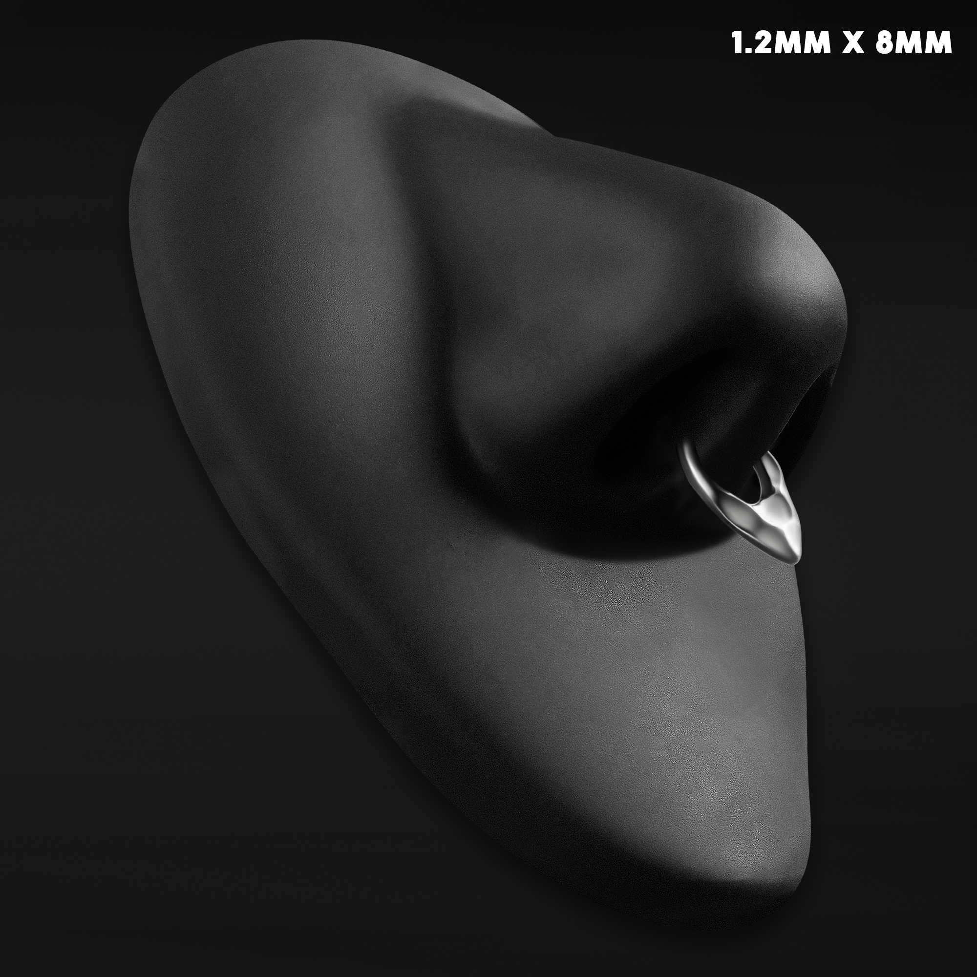  Silver, Septum, Hammered Teardrop, ASTM F136 Titanium, Segment Clicker, 1.2mm