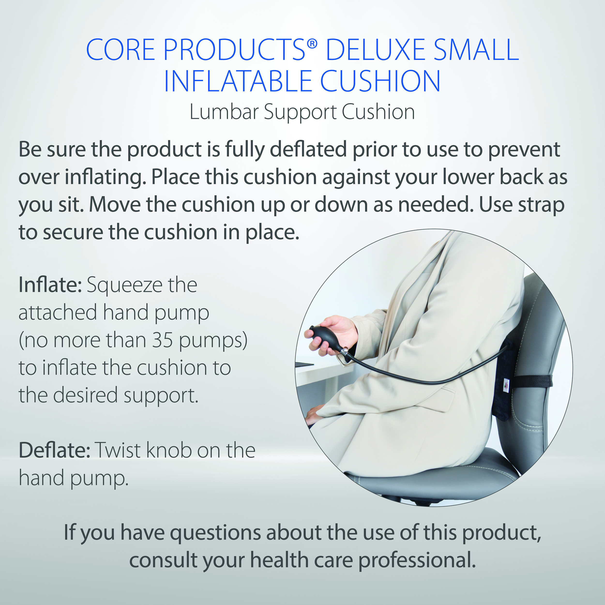 Deluxe Small Inflatable Lumbar Back Support Cushion