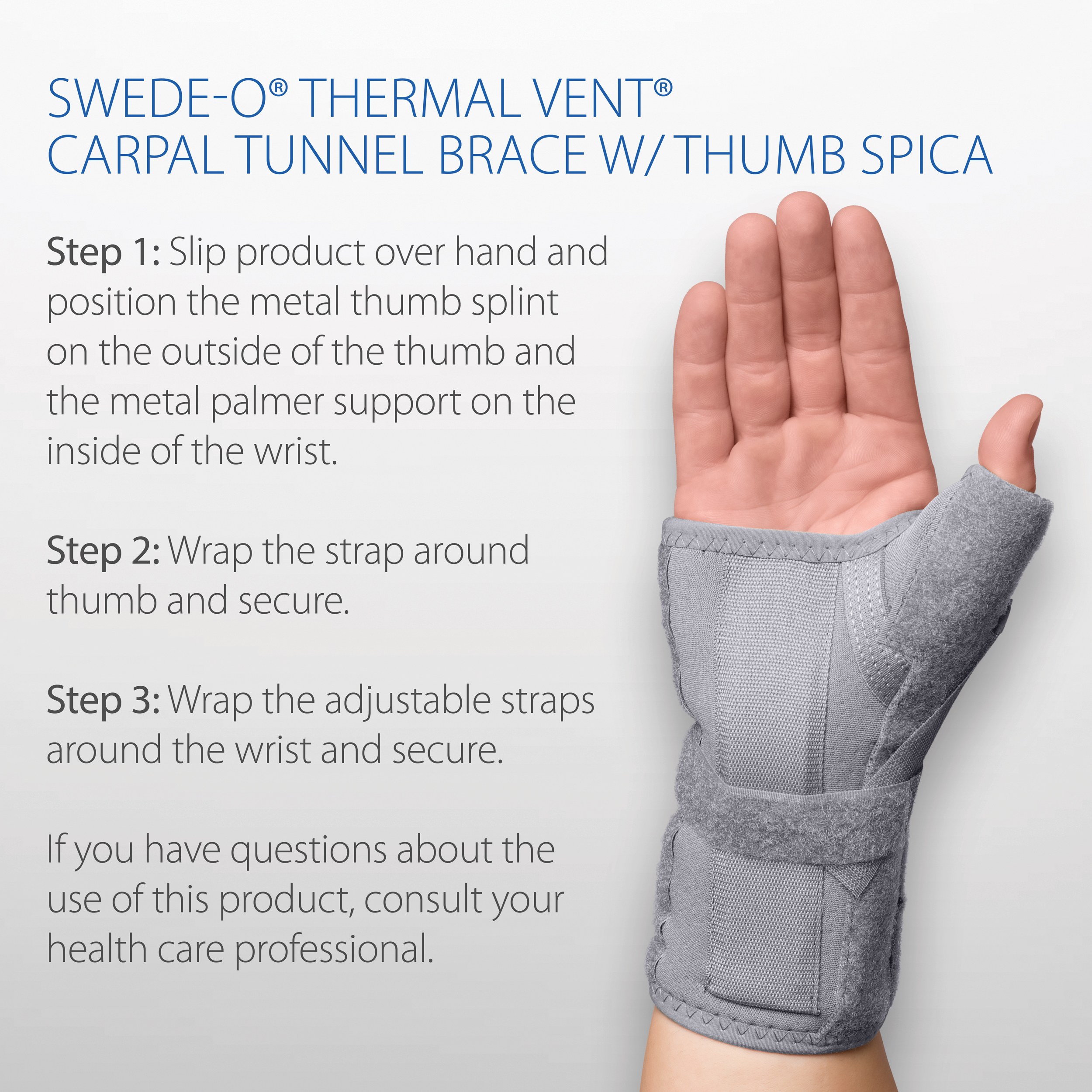 Swede-O Thermal Vent Adjustable Carpal Tunnel Brace with Thumb Spica