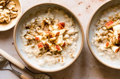 Oatmeal made with Navitas Cacao Sweet Nibs and fresh ingredients