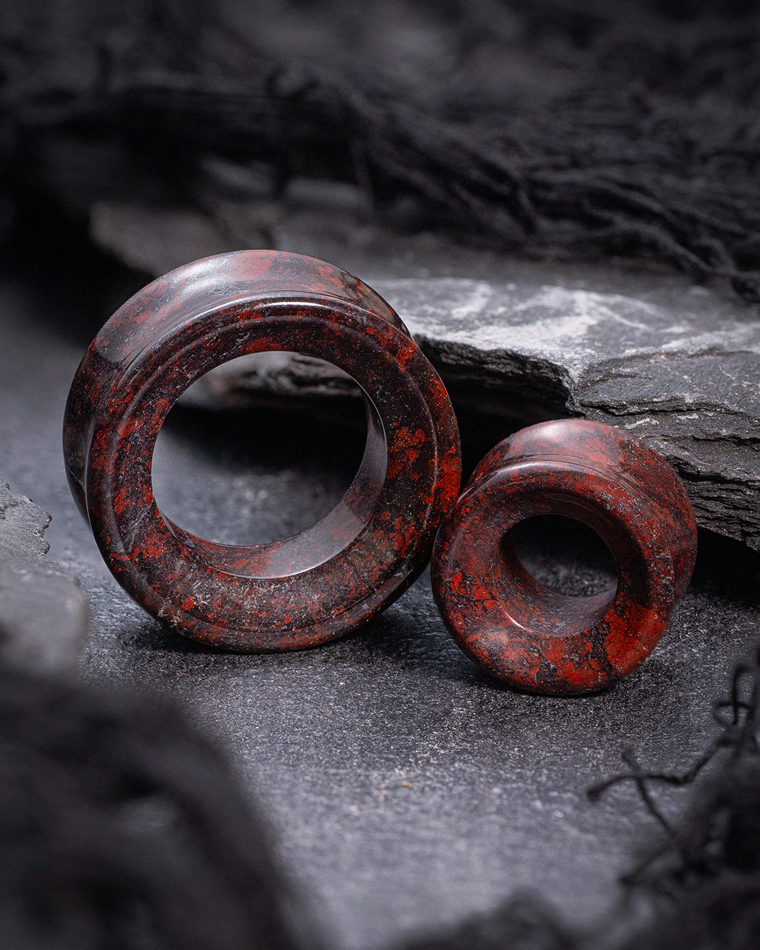  Bloodjaspis Doppelflare-Tunnel / Plug / Gauge