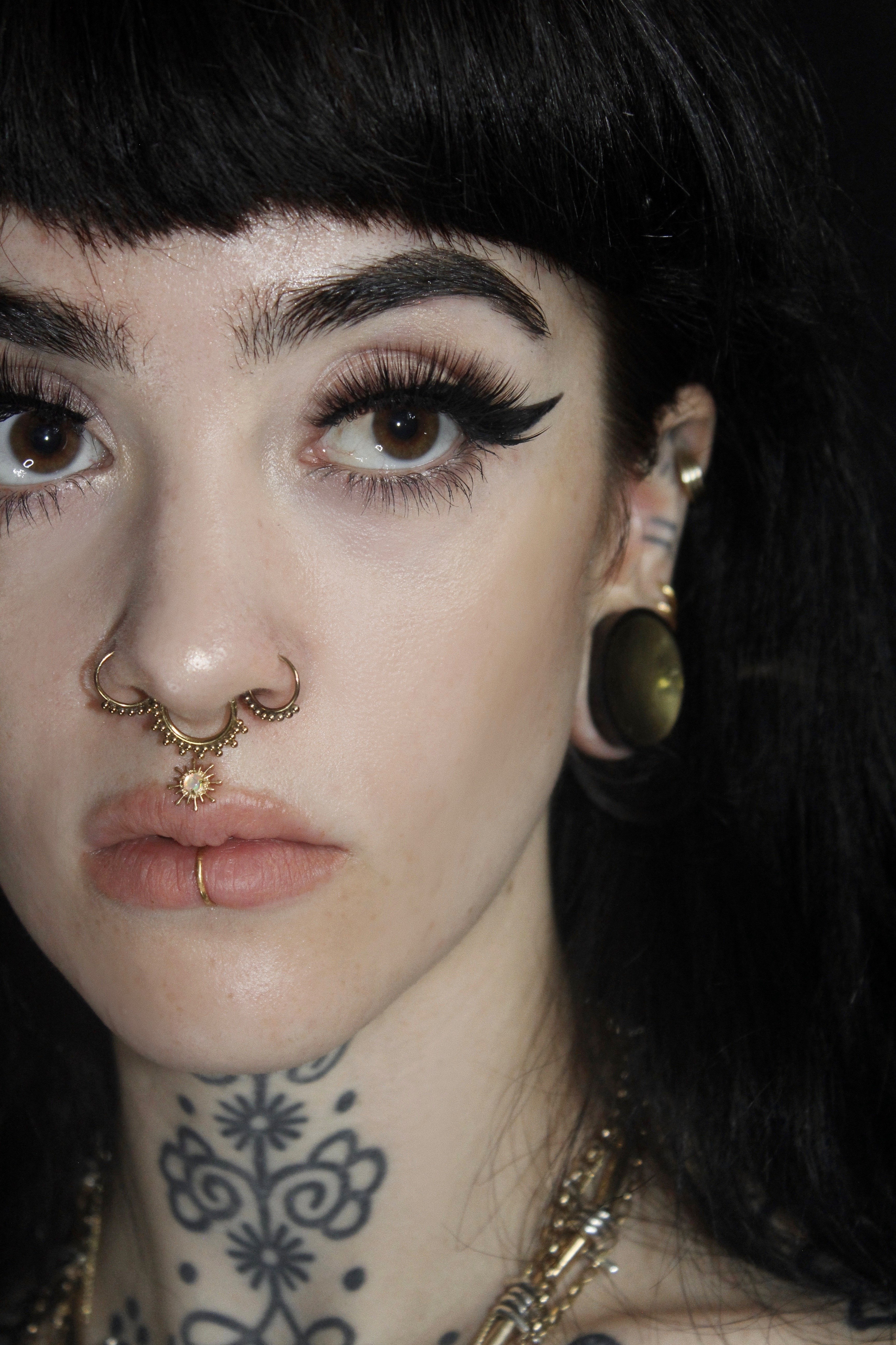 Hoop Earrings, Gold, Skull, Stainless Steel - Pair