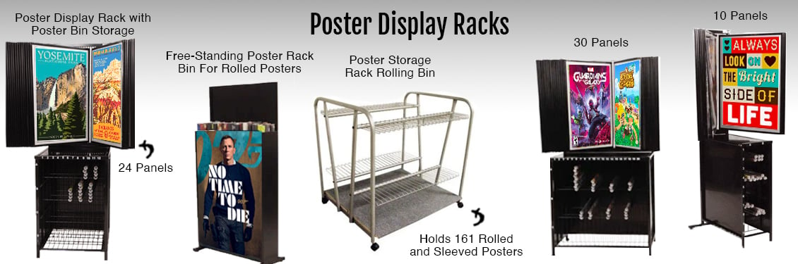 Poster Storage Rack Rolling Bin, Retail Poster Rack