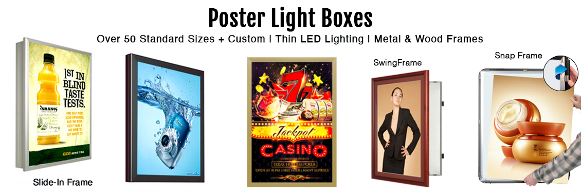 Cinema lightbox sign. Illuminated light box billboard panels or