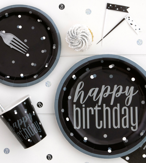 Black Glitz 70th Birthday Party Supplies Decorations Confetti Strings Napkins