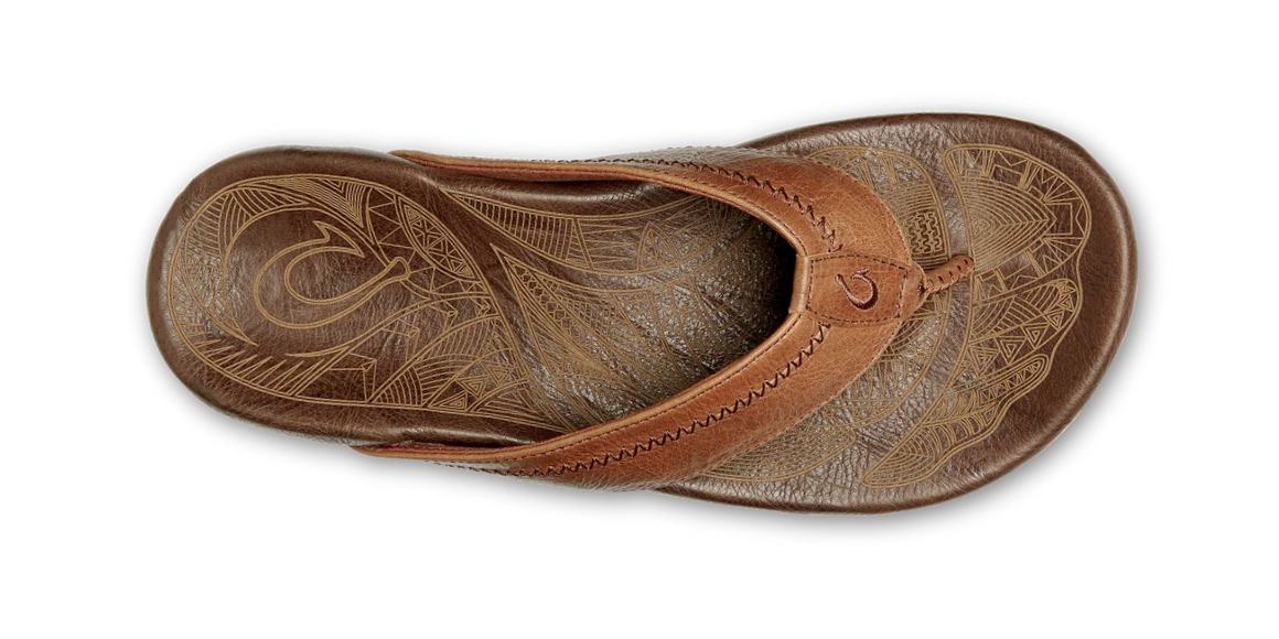 Hiapo Men’s Leather Sandals Rum / Dark Wood OluKai