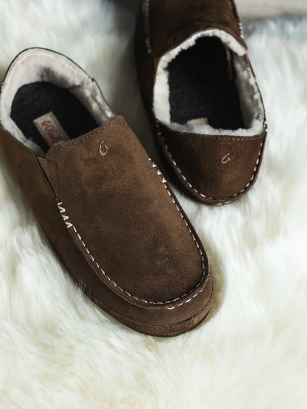 Olukai Women's Nohea Nubuck Shearling Lined Slipper Ray/Ray 