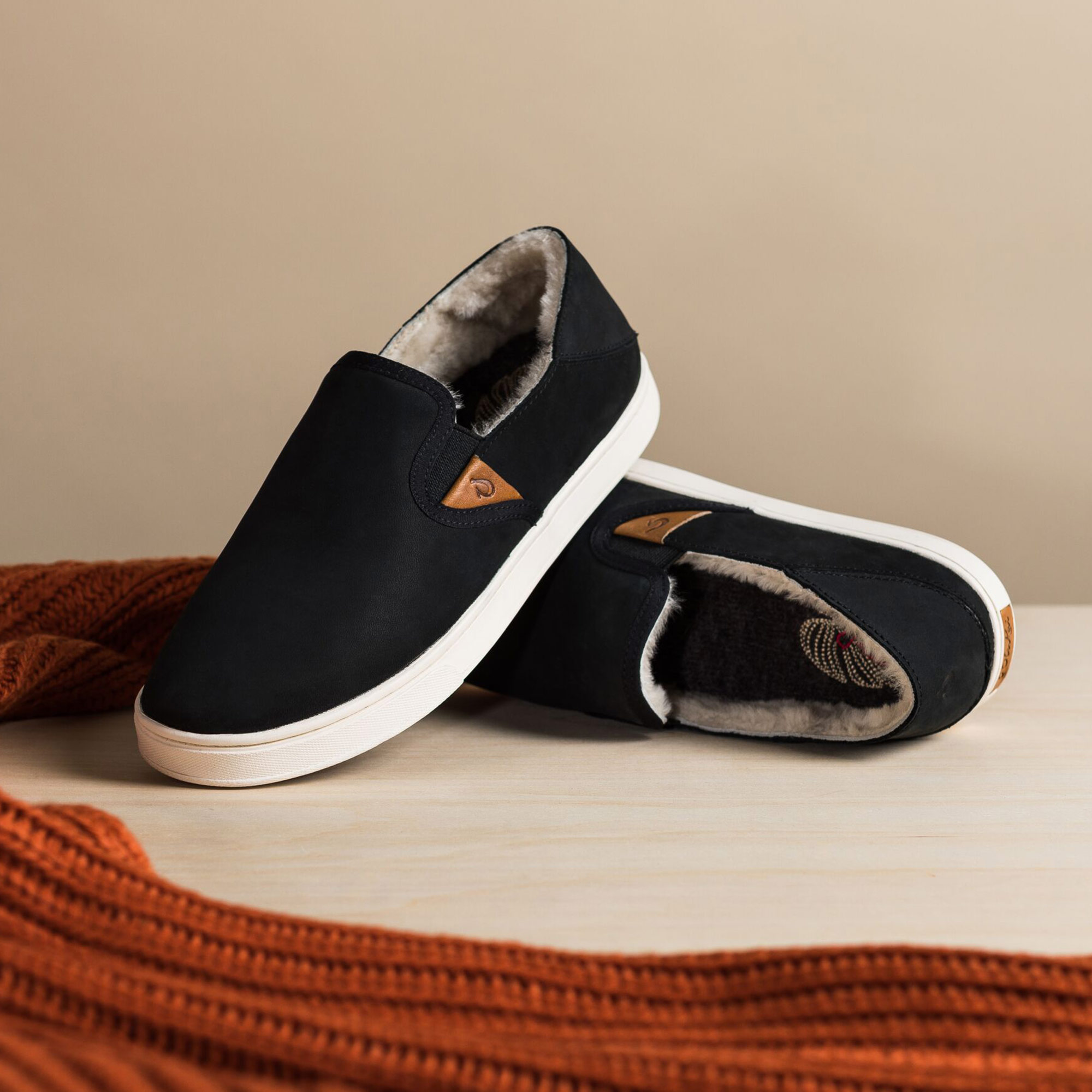 Pehuea Heu Shearling Slip-On Sneakers - Lava Rock | OluKai