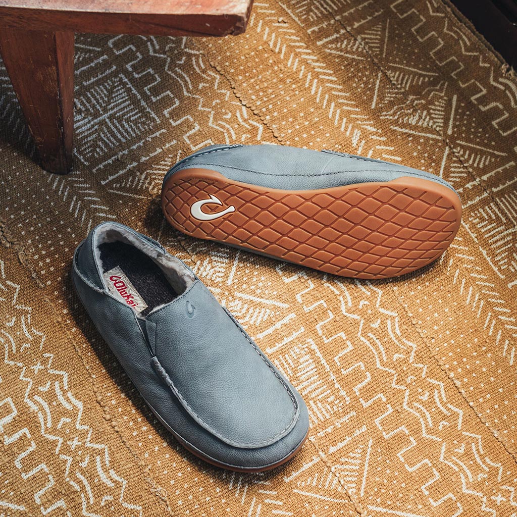 Kipuka Hulu Men's Leather Slippers - Charcoal | OluKai | OluKai Australia