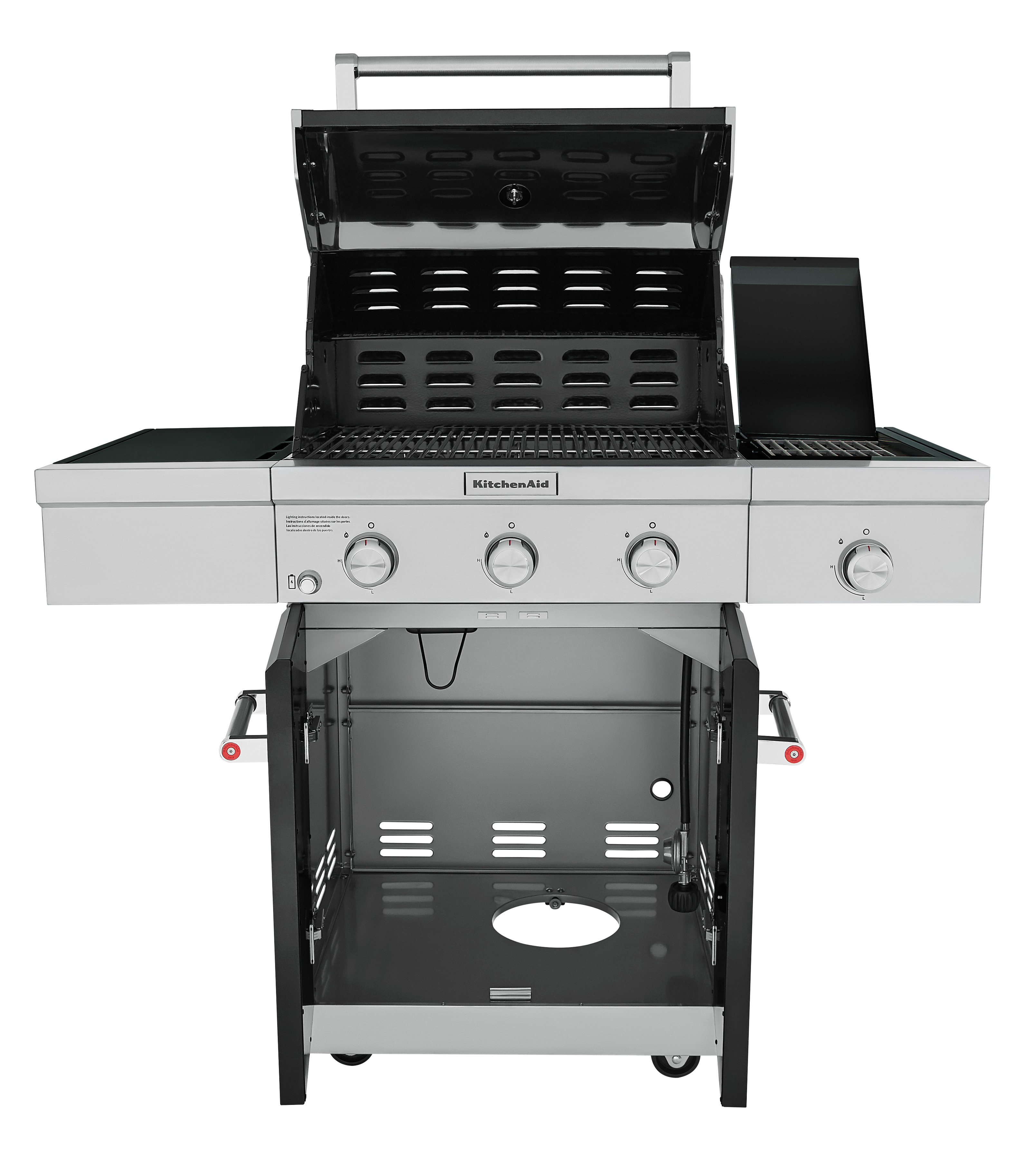 3-Burner Propane Gas Grill In Black With Ceramic Sear Side Burner