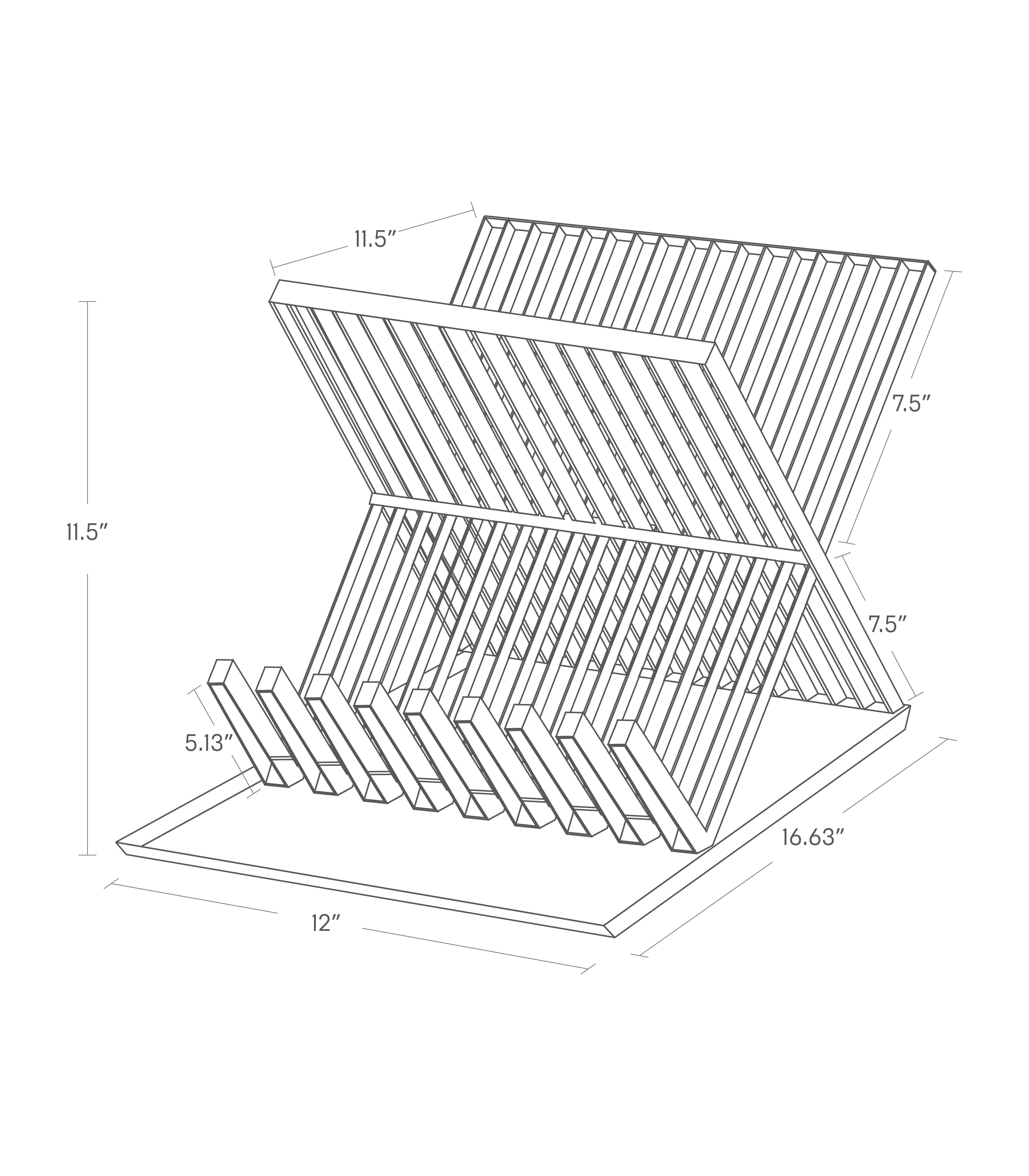 Dimension image for X-Shaped Dish Rack showing a length of 12