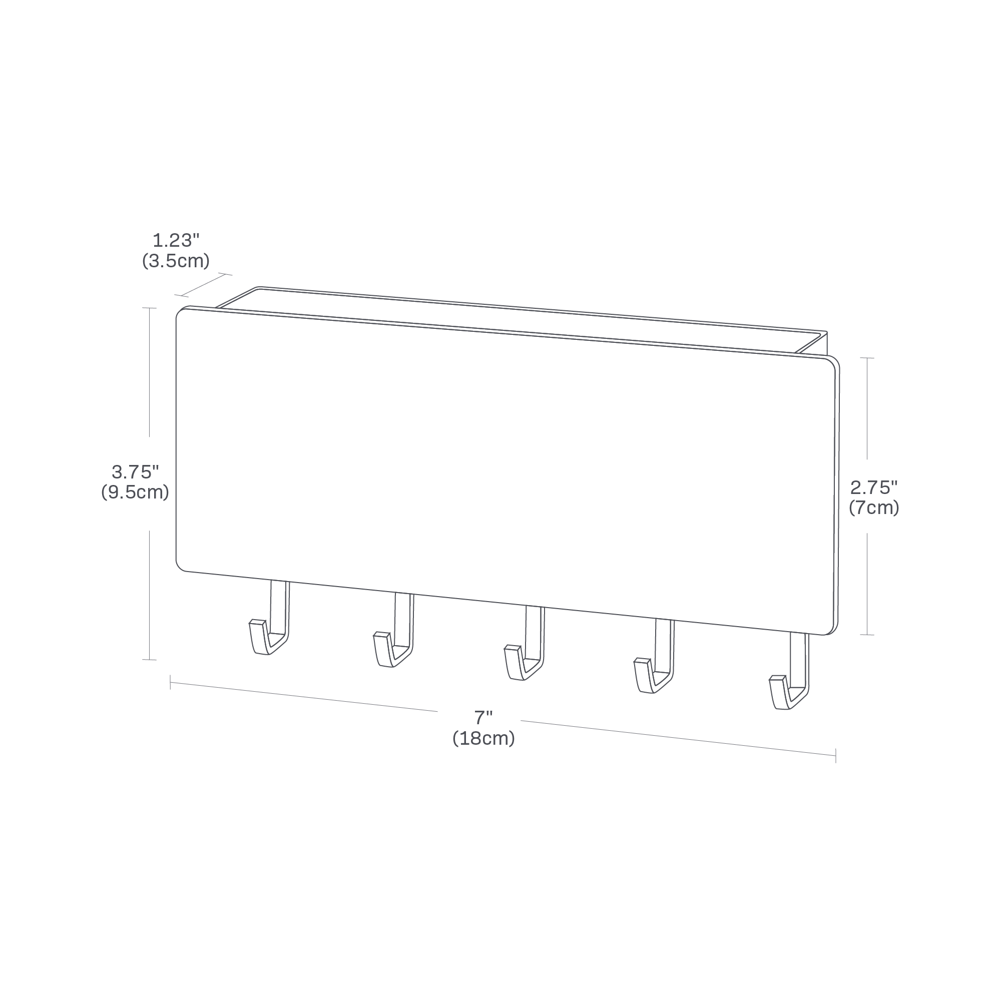 Dimension image for Magnetic Key Rack on a white background with a length of 7