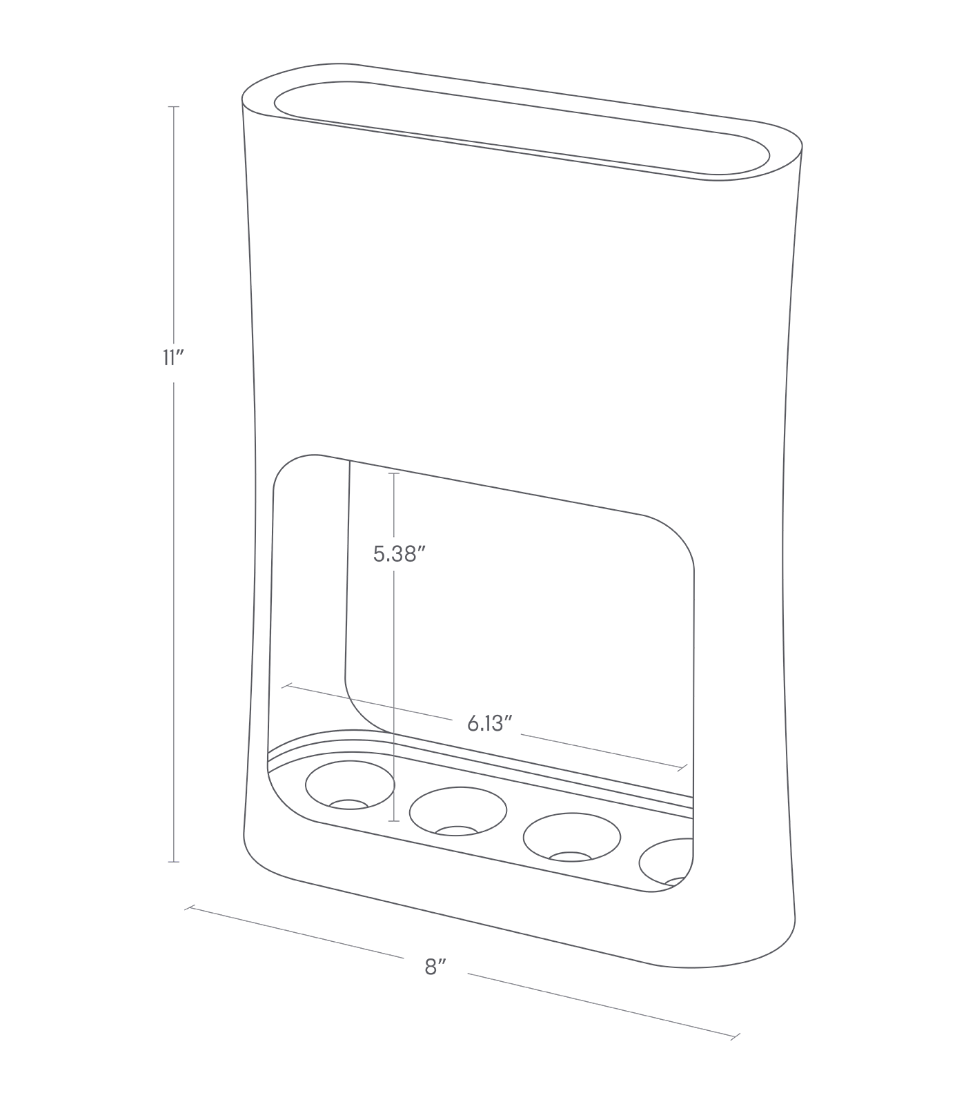 Dimension image for Compact Umbrella Stand showing length of 8
