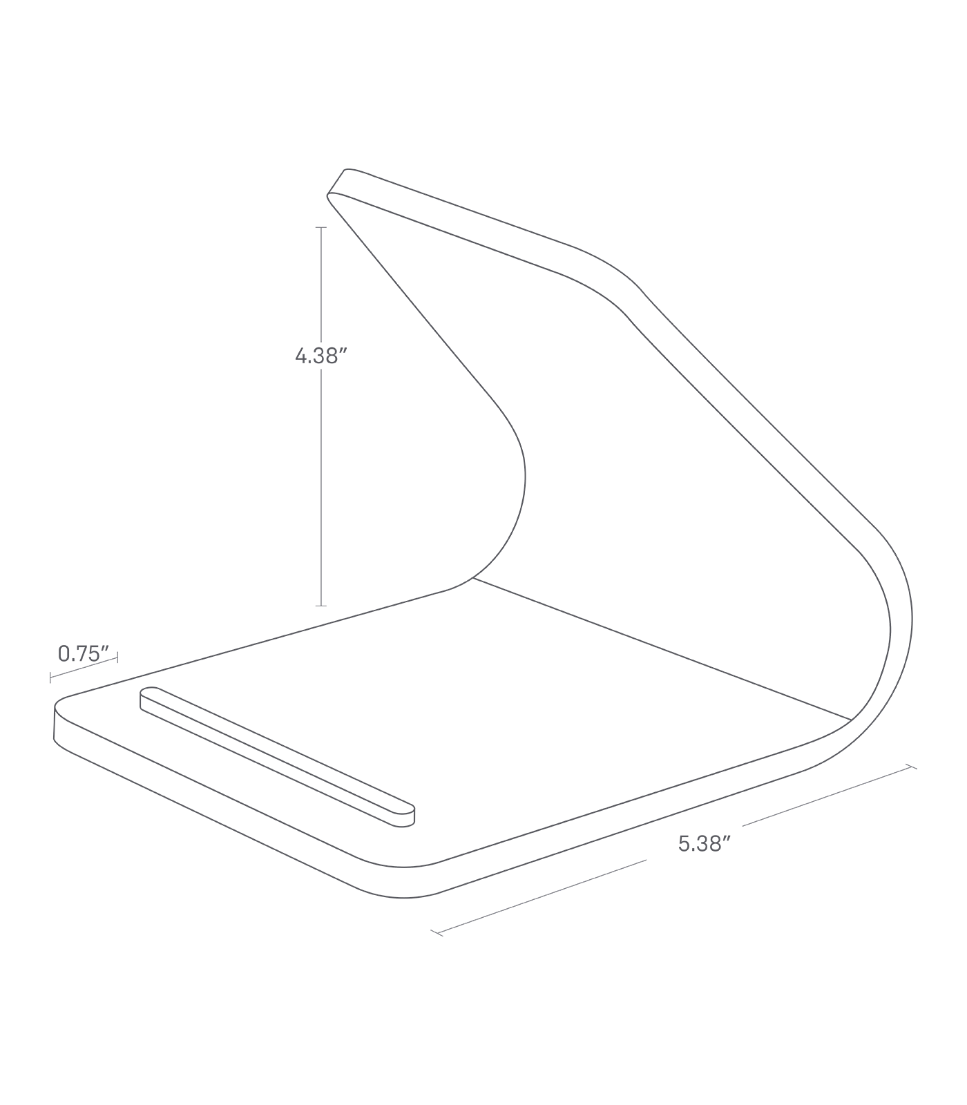 Dimension image for Tablet Stand showing a total height of 4.38