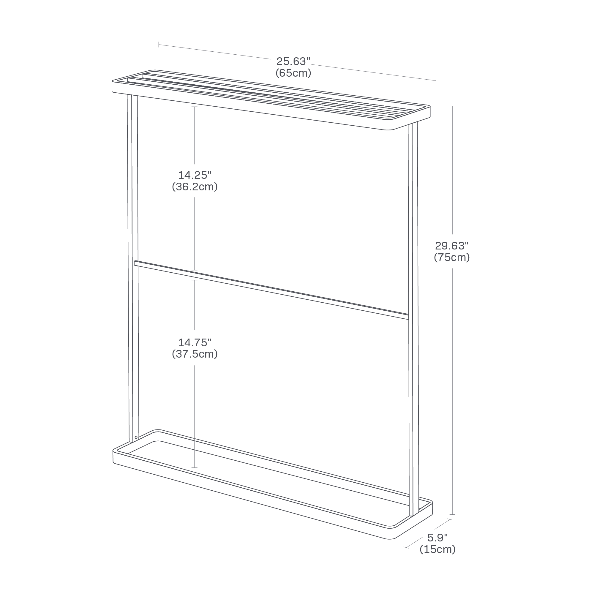 Dimension image for Bath Towel Hanger on a white background with a height of 29.63