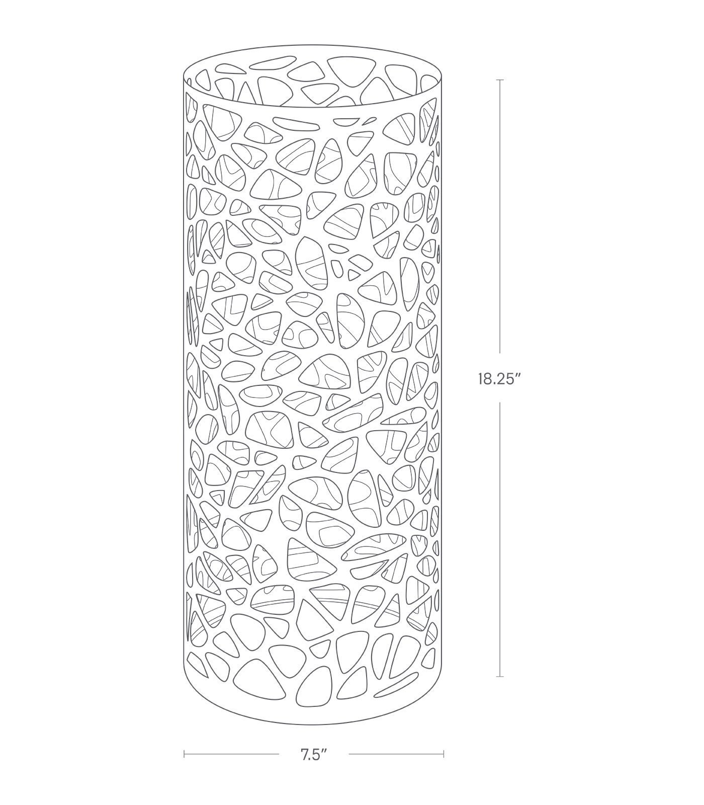 Dimension image for Umbrella Stand showing height of 18.25