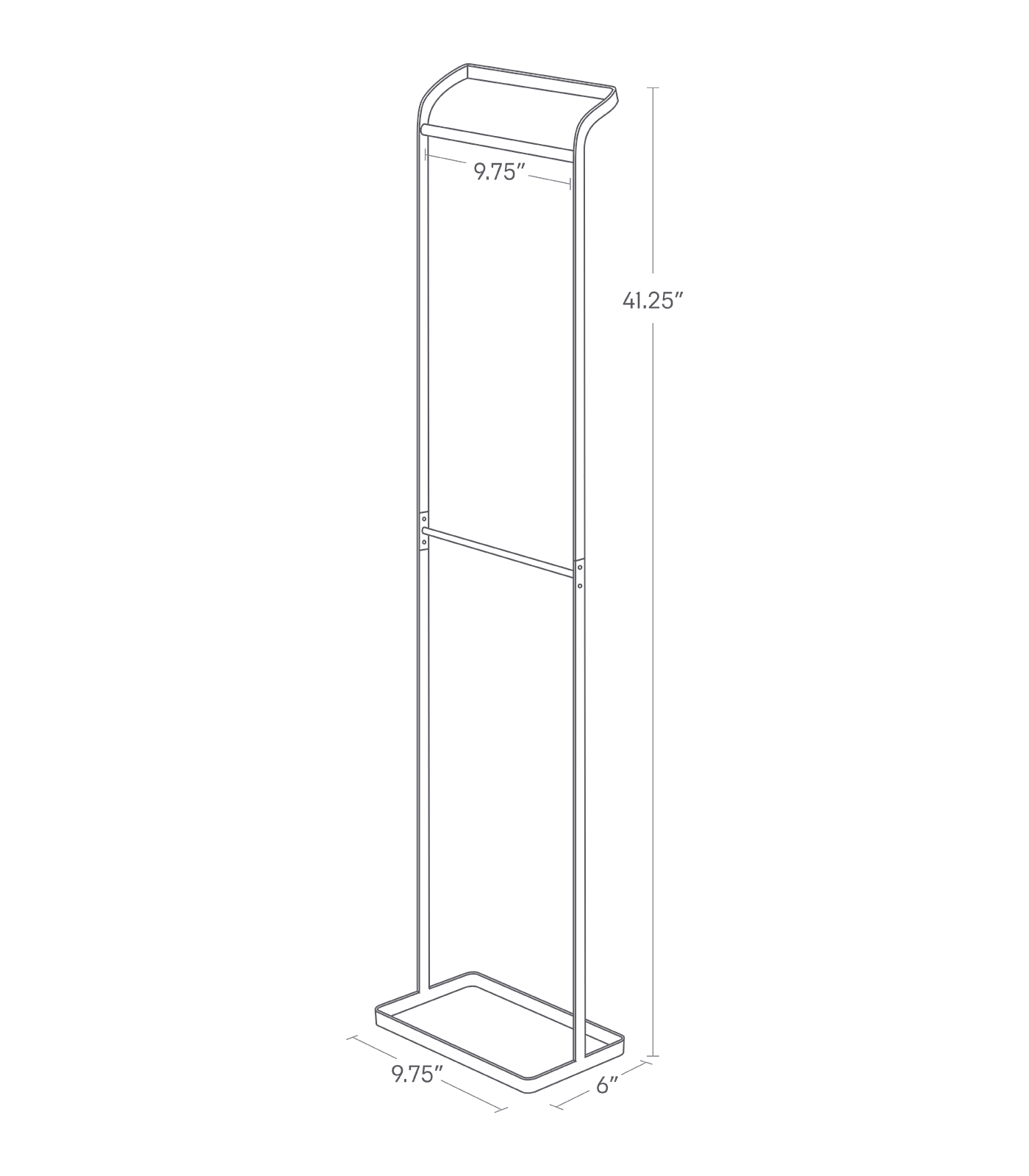 Dimension image for Hanging Umbrella Holder showing a length of 9.75