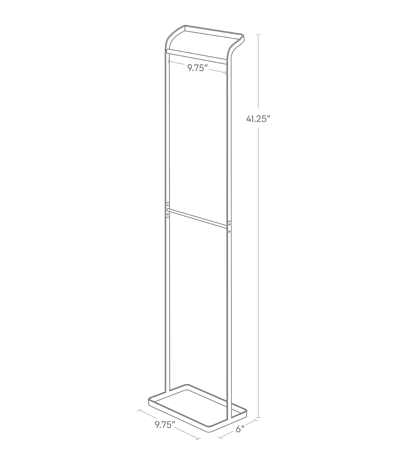 Dimension image for Hanging Umbrella Holder showing a length of 9.75
