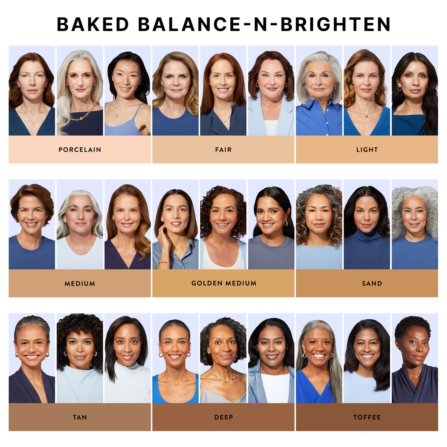 Baked Balance-n-Brighten Color Correcting Foundation Shade On Model Grid