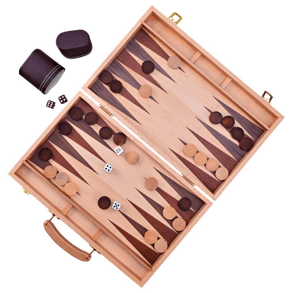 GICO Dame Mühle Backgammon speelstenen 31/8 mm, hout, 15 natuur, 15 zwart - 2800 GICO Dame Mühle Backgammon speelstenen 31/8 mm, hout, 15 natuur, 15 zwart - 2800