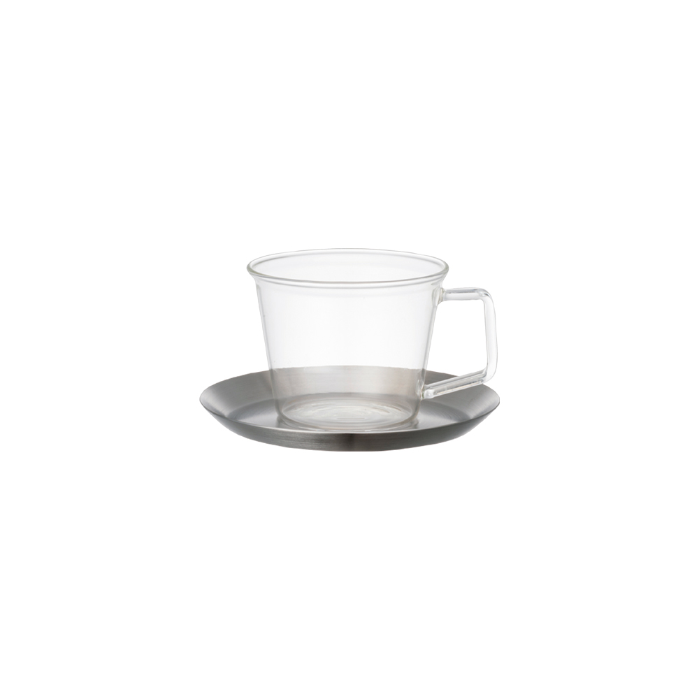 KINTO CAST COFFEE CUP & SAUCER STAINLESS STEEL