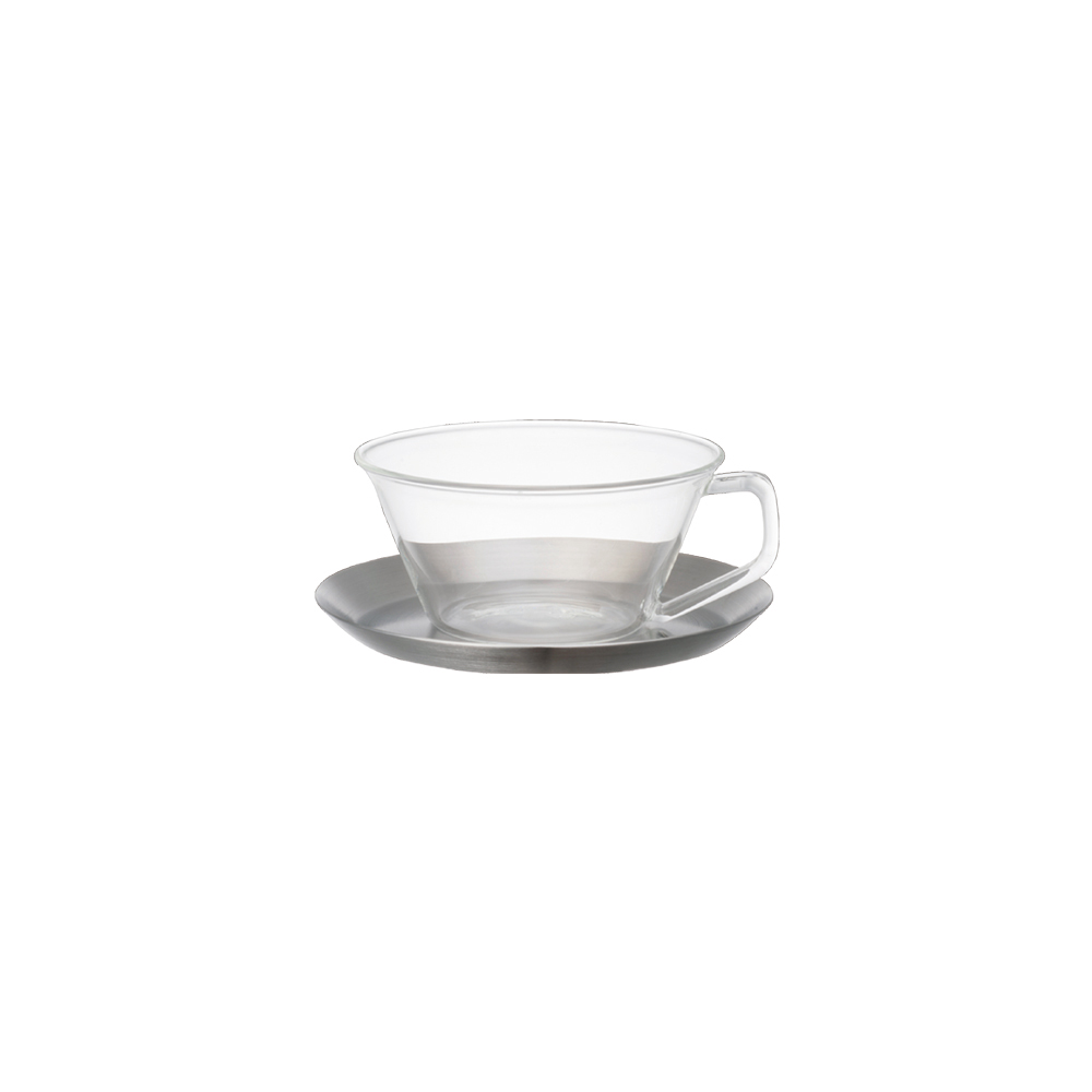 KINTO CAST TEA CUP & SAUCER STAINLESS STEEL