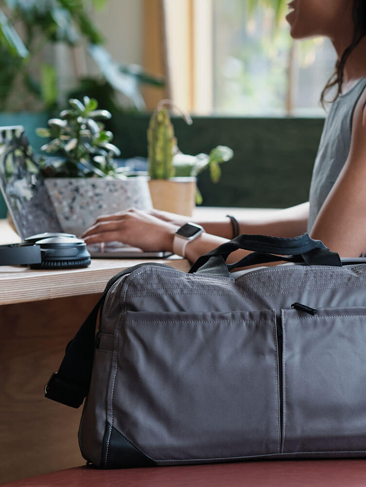 The Pakt One travel duffel in grey
