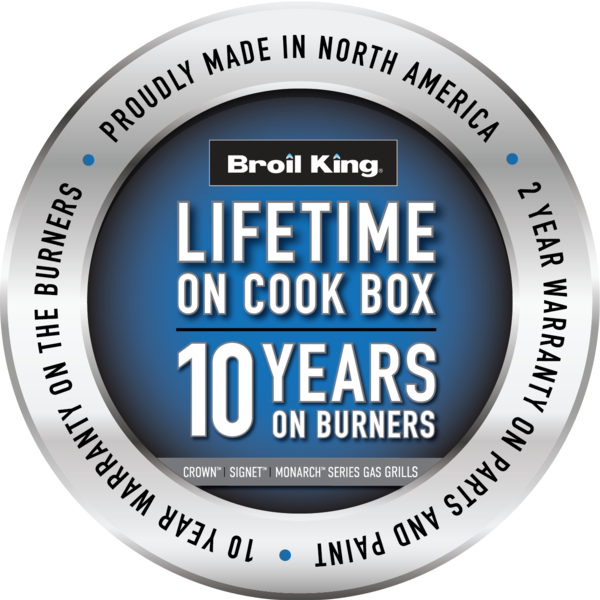 Lifetime on Cook Box 10 Year on Burners Warranty