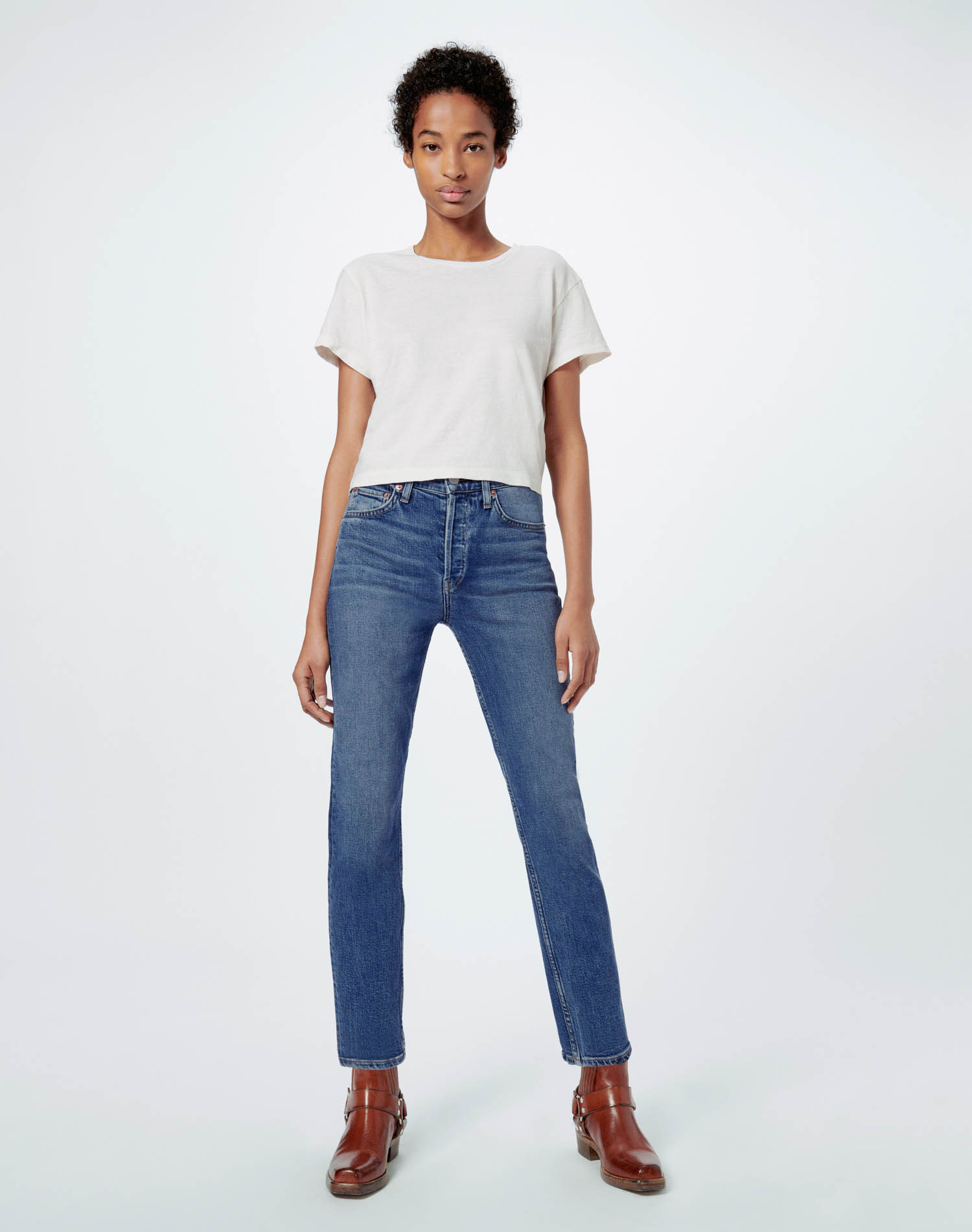 Uenighed Husarbejde Harmoni RE/DONE Jeans | Stretch High Rise Ankle Crop in Mid 70s