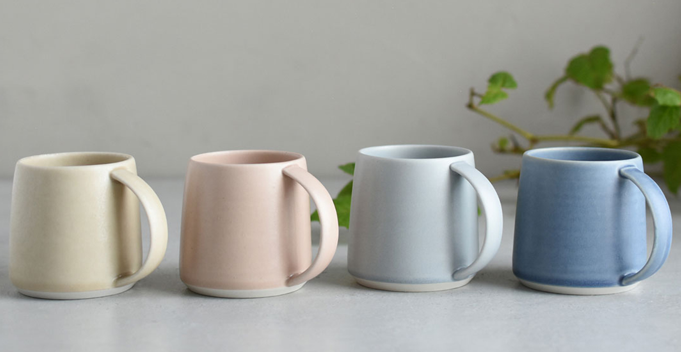  RIPPLE mug collection in beige, pink, gray, white 