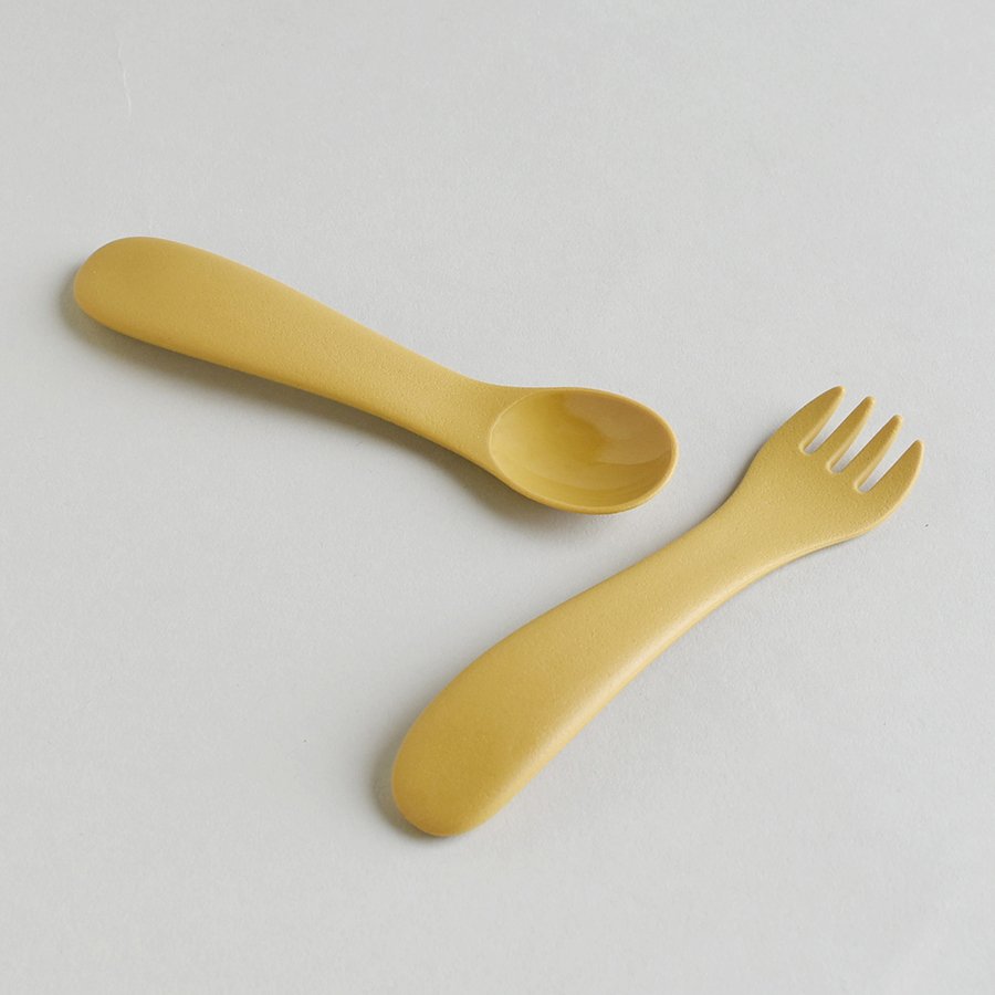 BONBO fourchette et cuillère en jaune