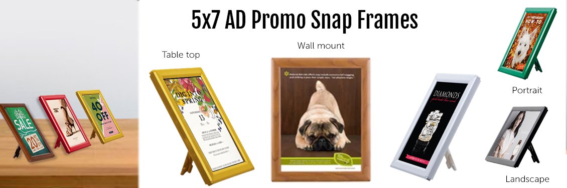 5x7 AD PROMO Frame with Yellow Snap Frame  Small Tabletop Sign Frame –  Displays4Sale