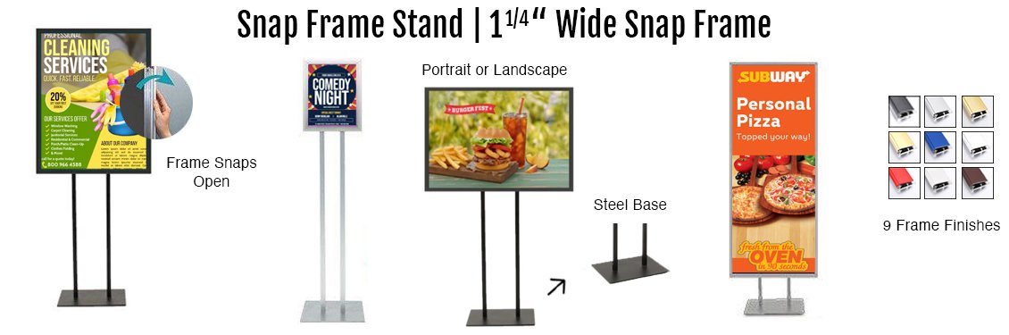 Floor Stand 30x30 Sign Holder  Snap Frame 1 1/4 Wide FREE Shipping –  Displays4Sale