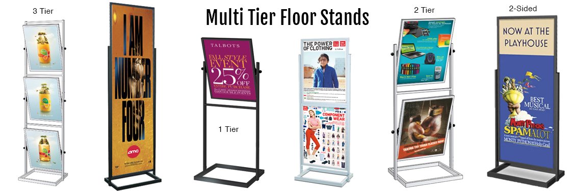 (1 Tier | 2 Tier | 3 Tier) Sign Holder Floor Stands – FloorStands