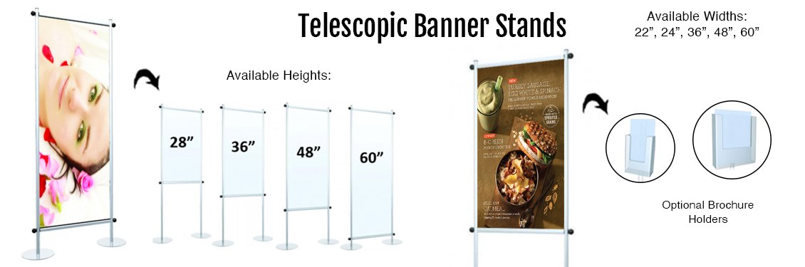 Adjustable & Telescopic Large Graphic Poster Banner Stands – FloorStands