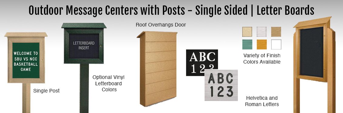 Outdoor-Message-Centers-with-Posts---Single-Sided--Letter-Boards