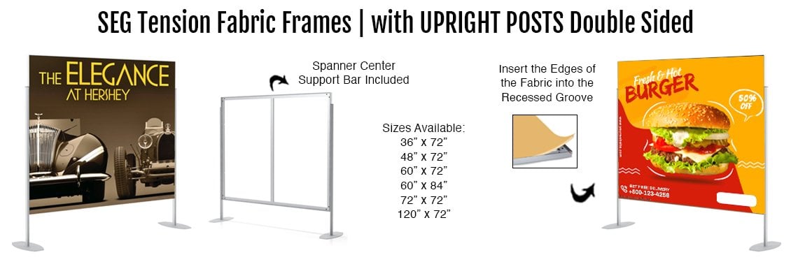 SEG Tension Fabric Frames | with UPRIGHT POSTS Double Sided – FloorStands