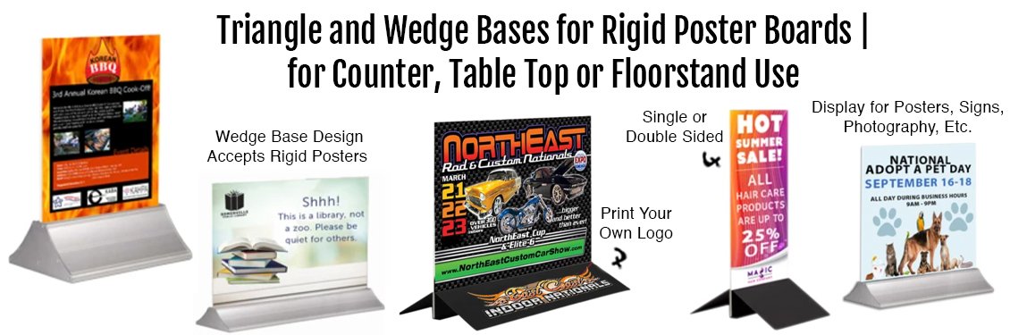 Triangle-and-Wedge-Bases-for-Rigid-Poster-Boards--for-Counter-Table-Top-or-Floorstand-Use