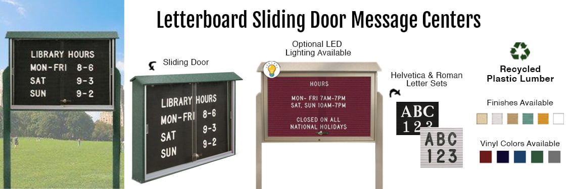 Standing 50 x 40 Outdoor Message Center Letter Board + Sliding