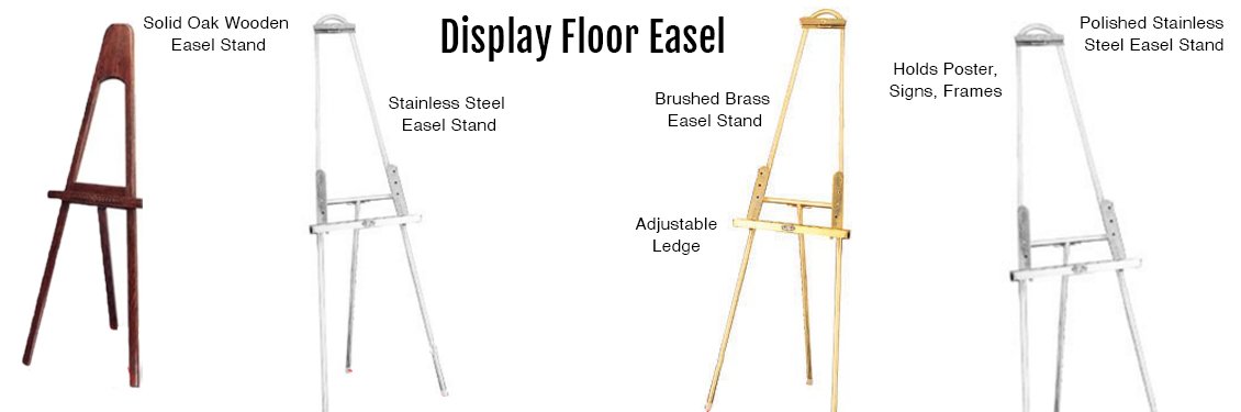Polished Stainless Steel Easel Angled Floor Stand 24 Wide x 66.5