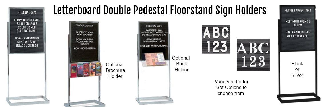 Letterboard-Double-Pedestal-Floorstand-Sign-Holders