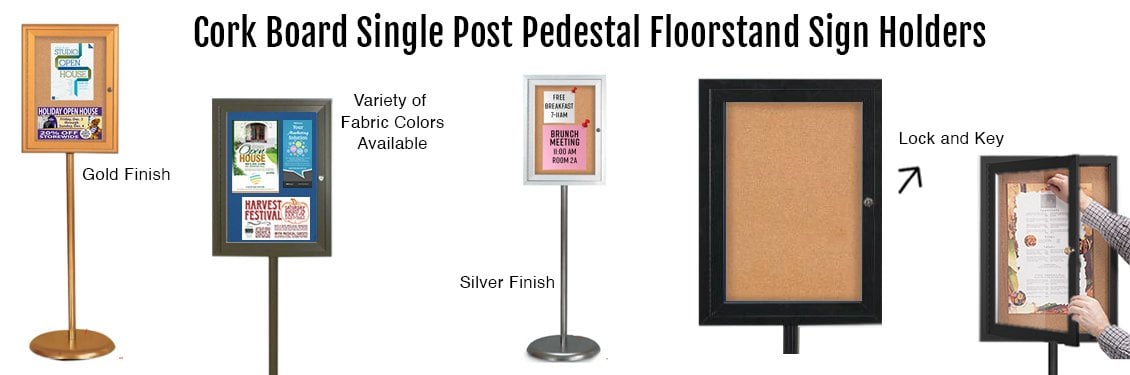 Cork-Board-Single-Post-Pedestal-Floorstand-Sign-Holders