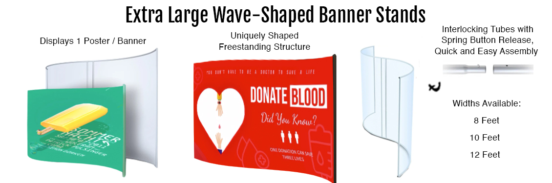 Extra Large Wave-Shaped Banner Stands – FloorStands