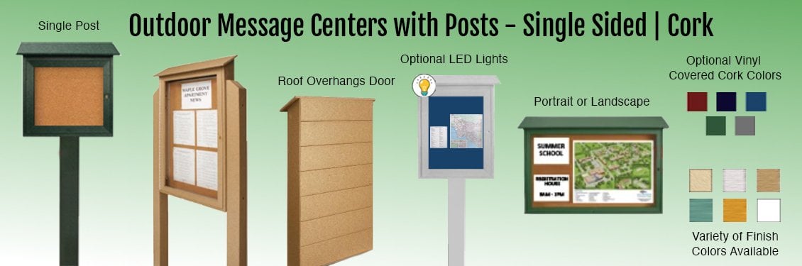 Outdoor-Message-Centers-with-Posts---Single-Sided--Cork